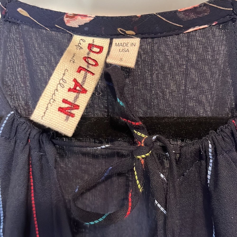 NWOT Anthropologie Dolan Stripe Multicolor Blue Tie Keyhole Front Jumpsuit small - Picture 11 of 12